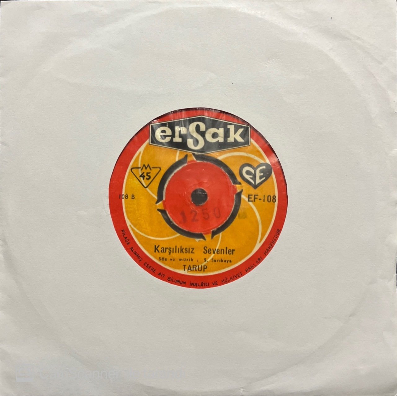 Tarup Karşılıksız Sevenler 45lik Plak
