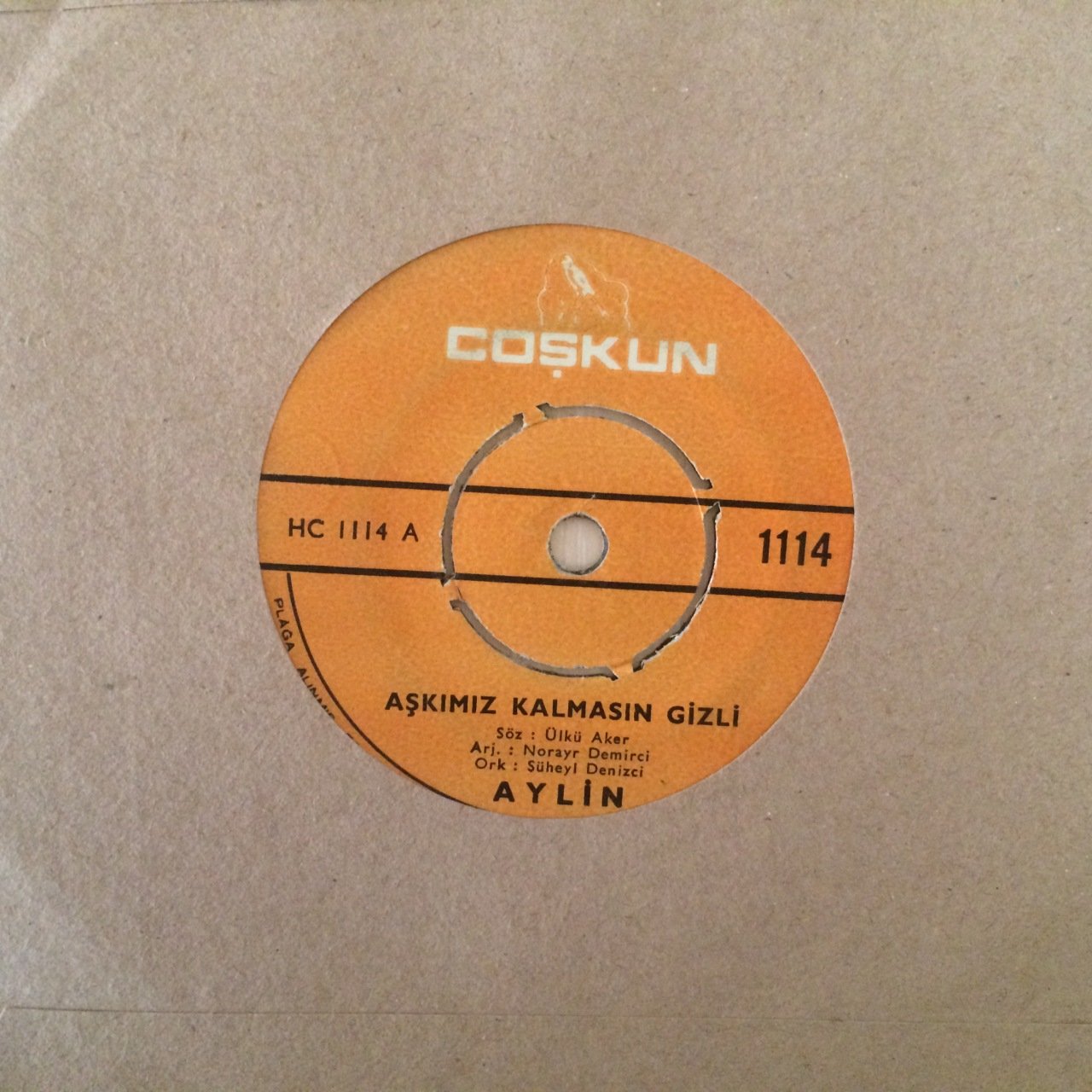 Aylin Aşkımız Kalmasın Gizli 45lik Plak