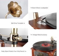 *ÜCRETSİZ KARGO Record Master – Wooden Classic Serisi RMJ-209C Pikap – Radyo – Bluetooth – USB – 33, 45 Devir Plak Çalar