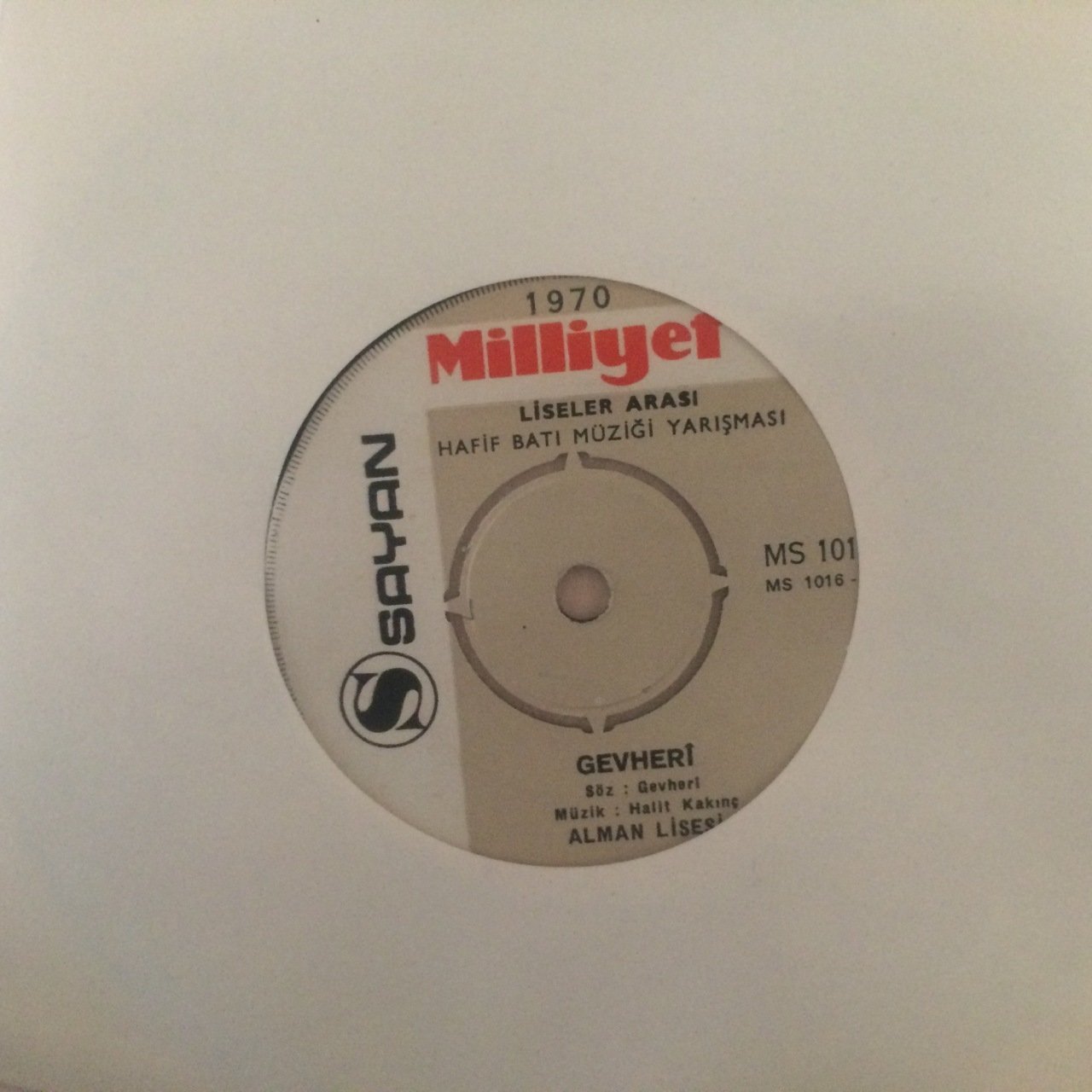 Milliyet Müzik Yarışması Gevheri 45lik Plak
