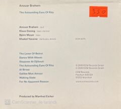 Anouar Brahem The Astounding Eyes Of Rita ECM CD