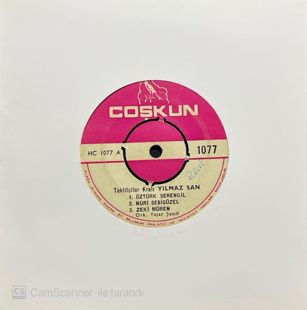 Taklitçiler Kralı Yılmaz San Mini LP 45lik plak