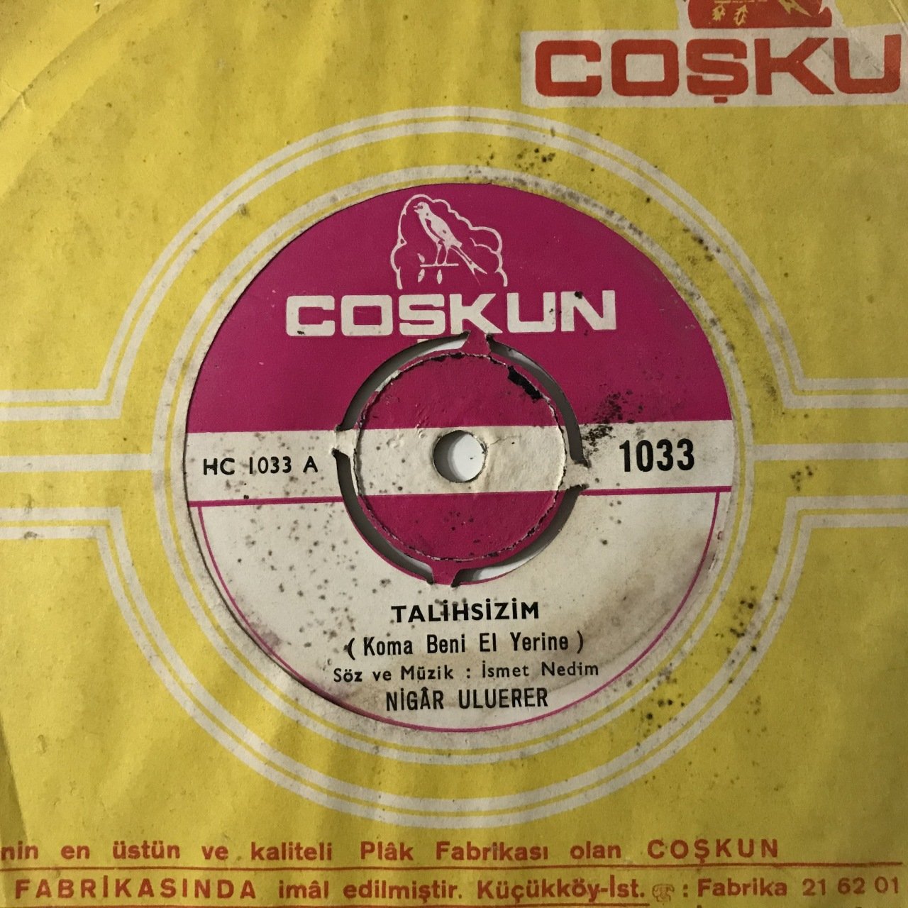 Nigar Uluerer Talihsizim Koma Beni El Yerine Depo Malı 45lik Plak