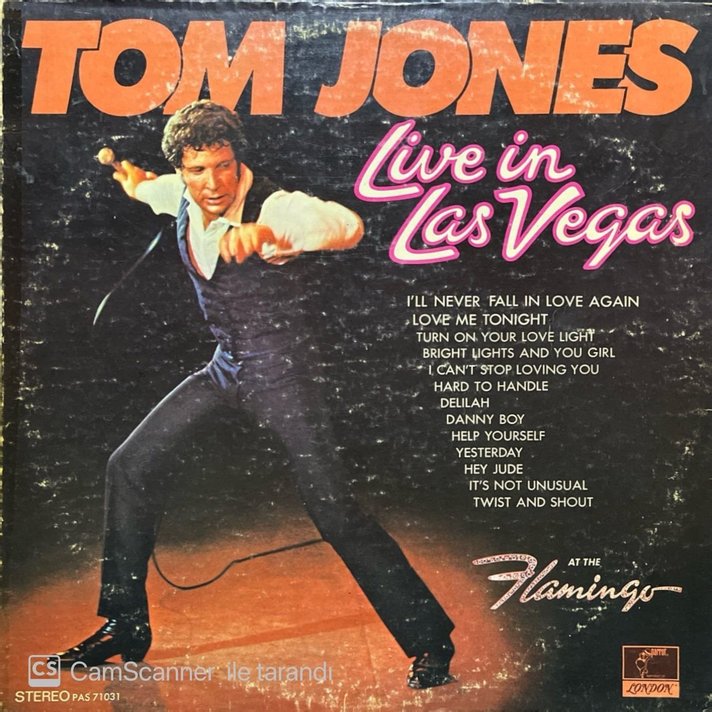 Tom Jones Live In Las Vegas LP Plak