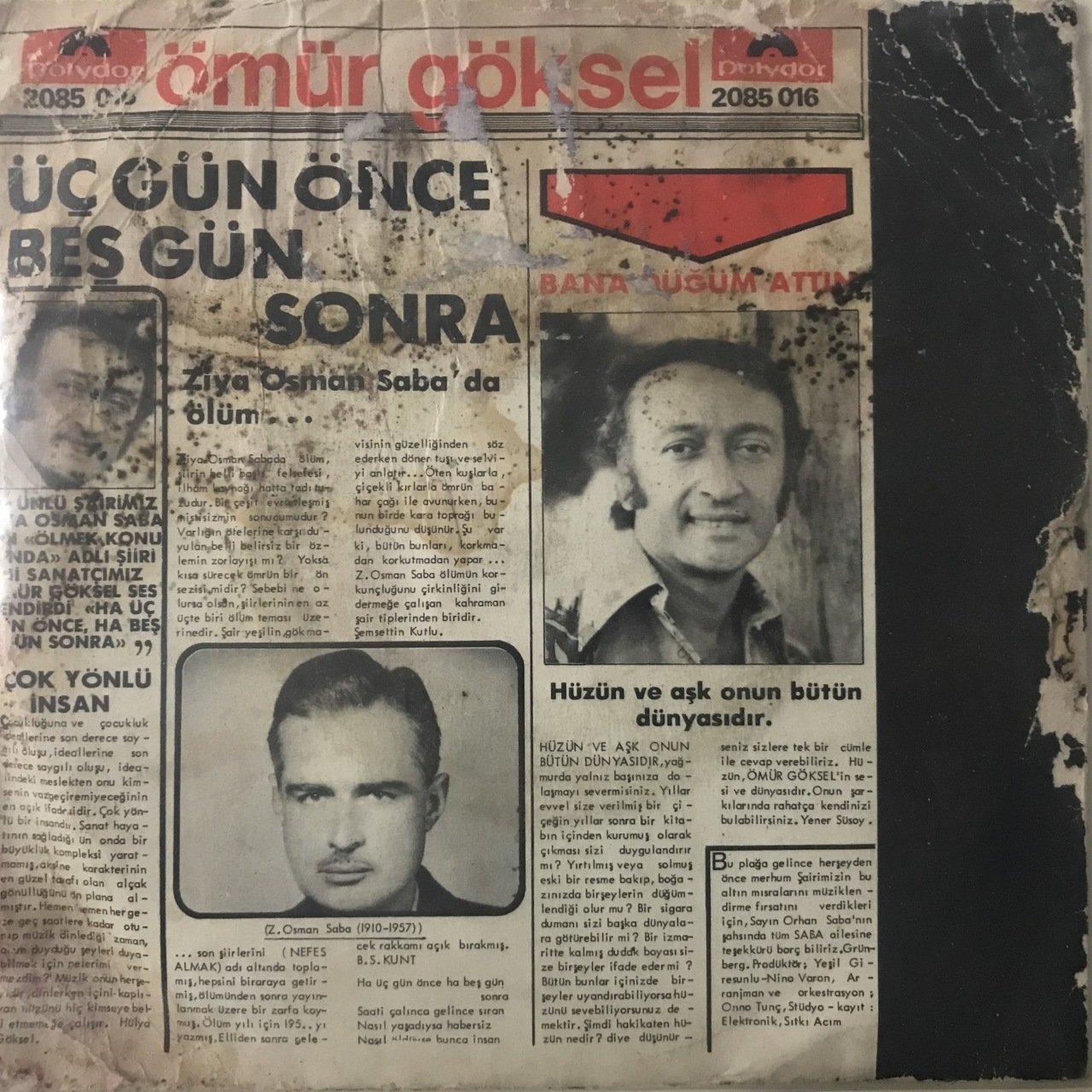 Ömür Göksel Üç Gün Önce Beş Gün Sonra Depo Malı 45lik Plak
