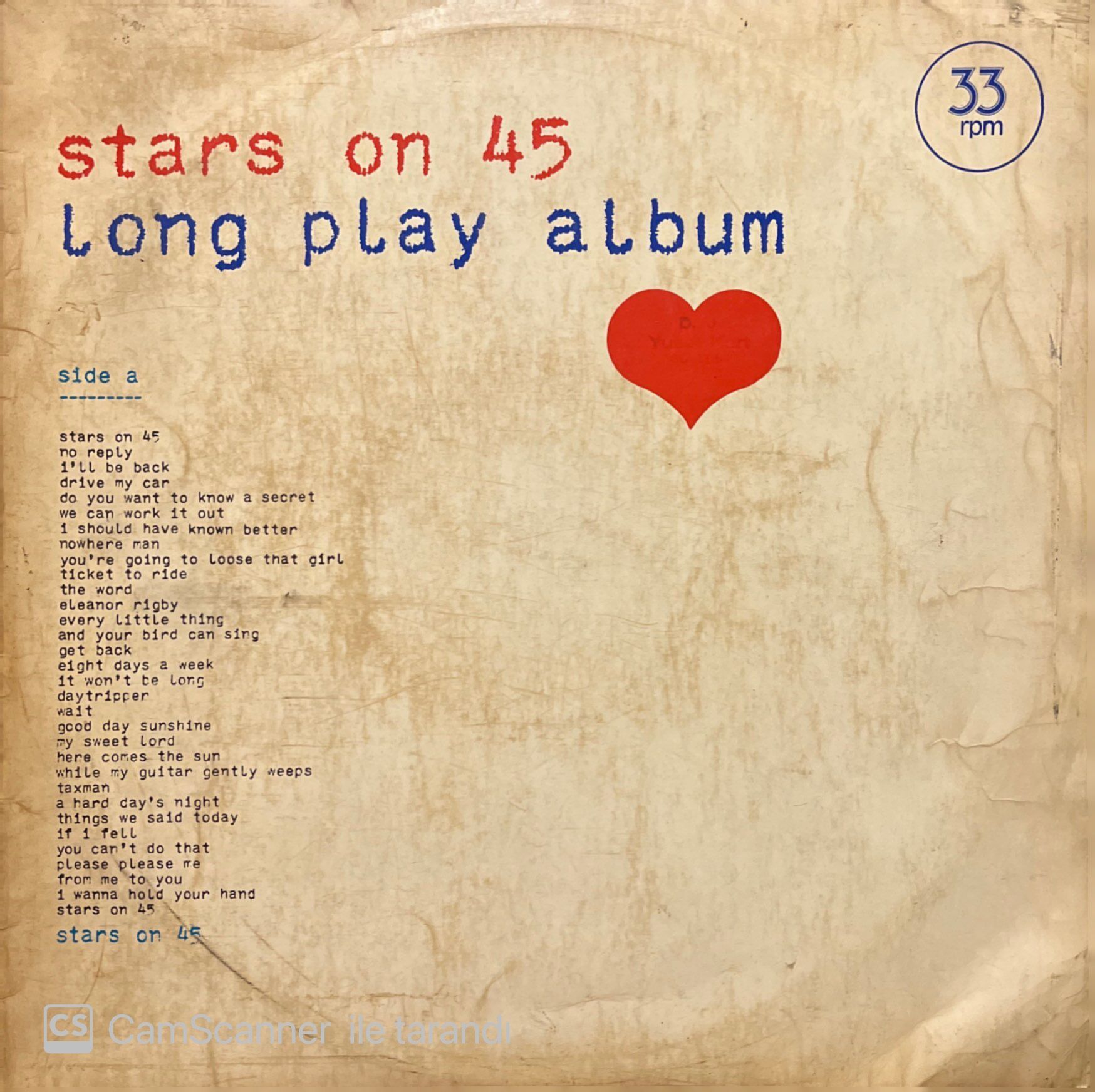 Stars On 45 Long Play Album LP Plak