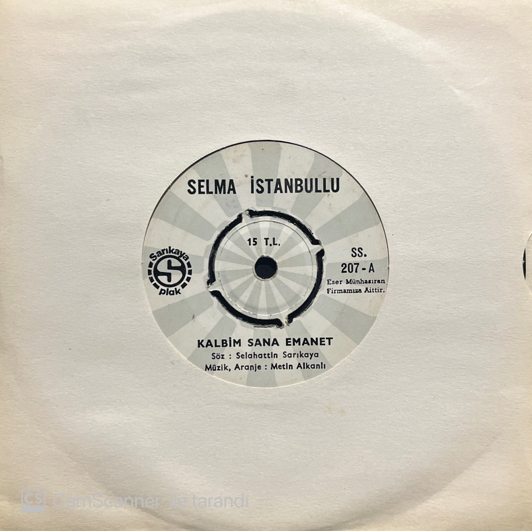 Selma İstanbullu Kalbim Sana Emanet 45lik Plak