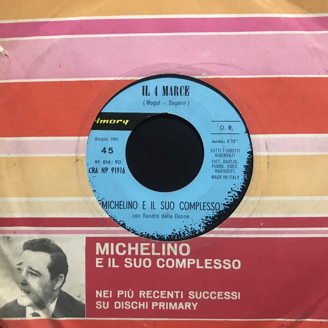 Michelino E Il Suo Complesso IL 4 Marce 45lik Plak