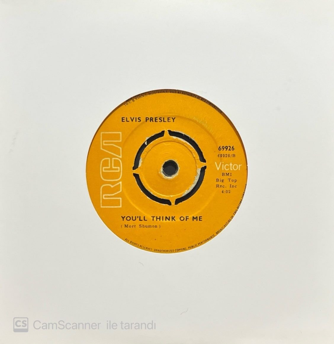 Elvis Presley Suspicious Minds 45lik Plak