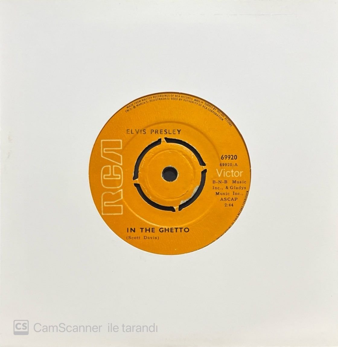 Elvis Presley In The Ghetto 45lik Plak