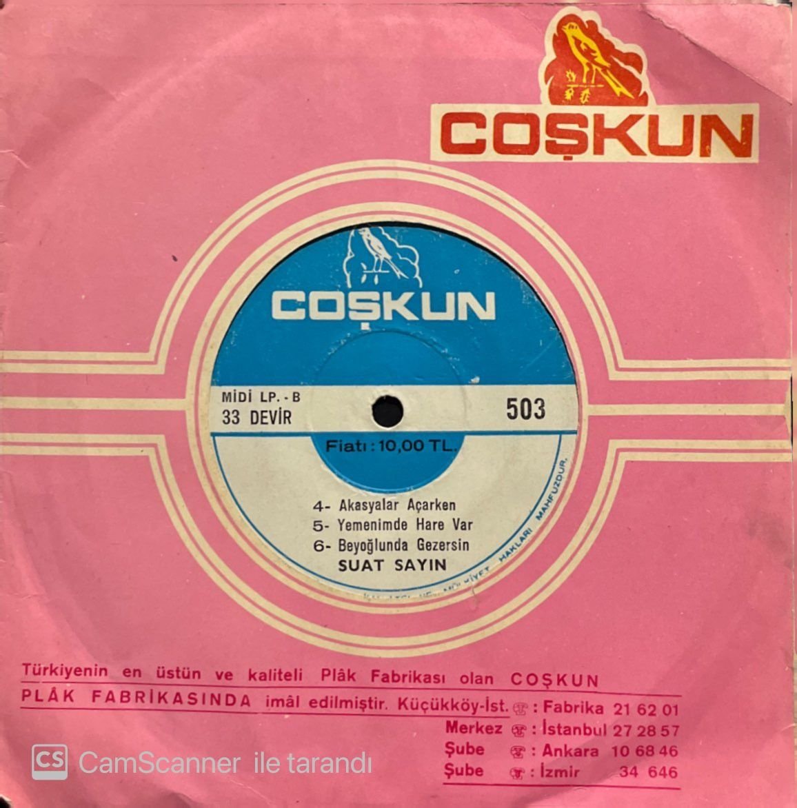 Suat Sayın Mini LP Beyoğlunda Gezersin 45lik Plak
