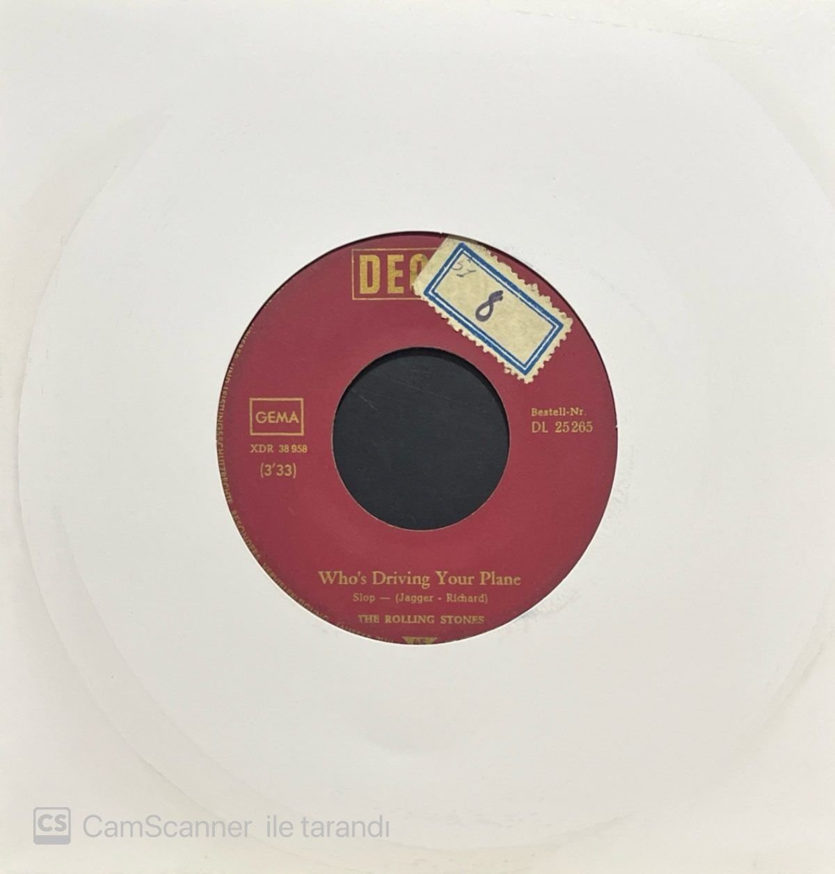 The Rolling Stones Who's Driving Your Plane 45lik Plak