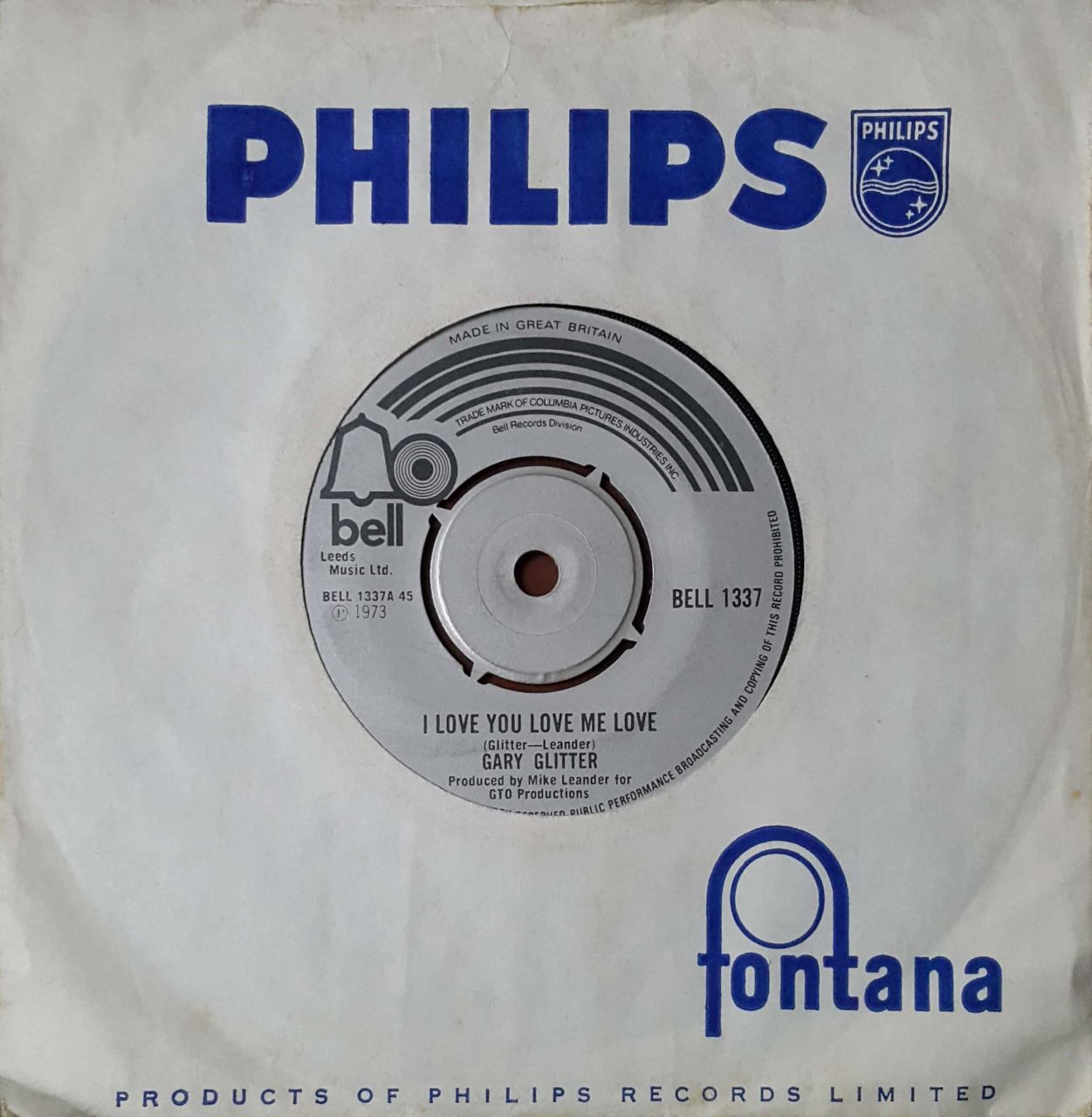 Gary Glitter I Love You Love Me Love 45lik Plak