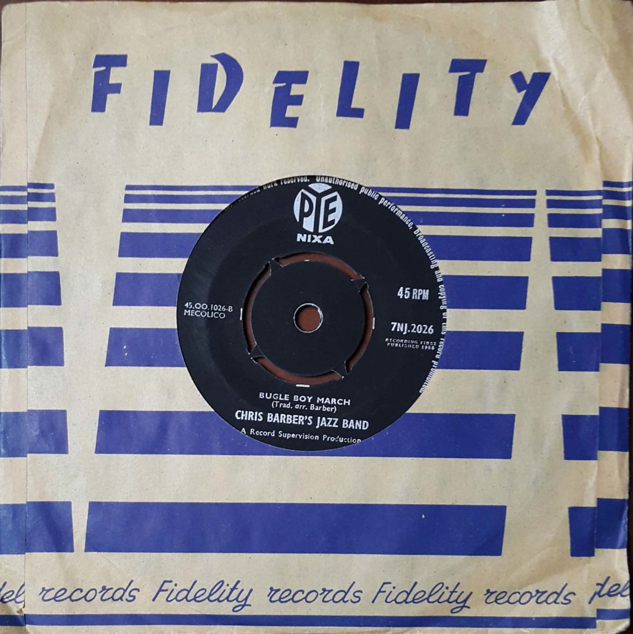 Chris Barber's Jazz Band Bugle Boy March 45lik Plak