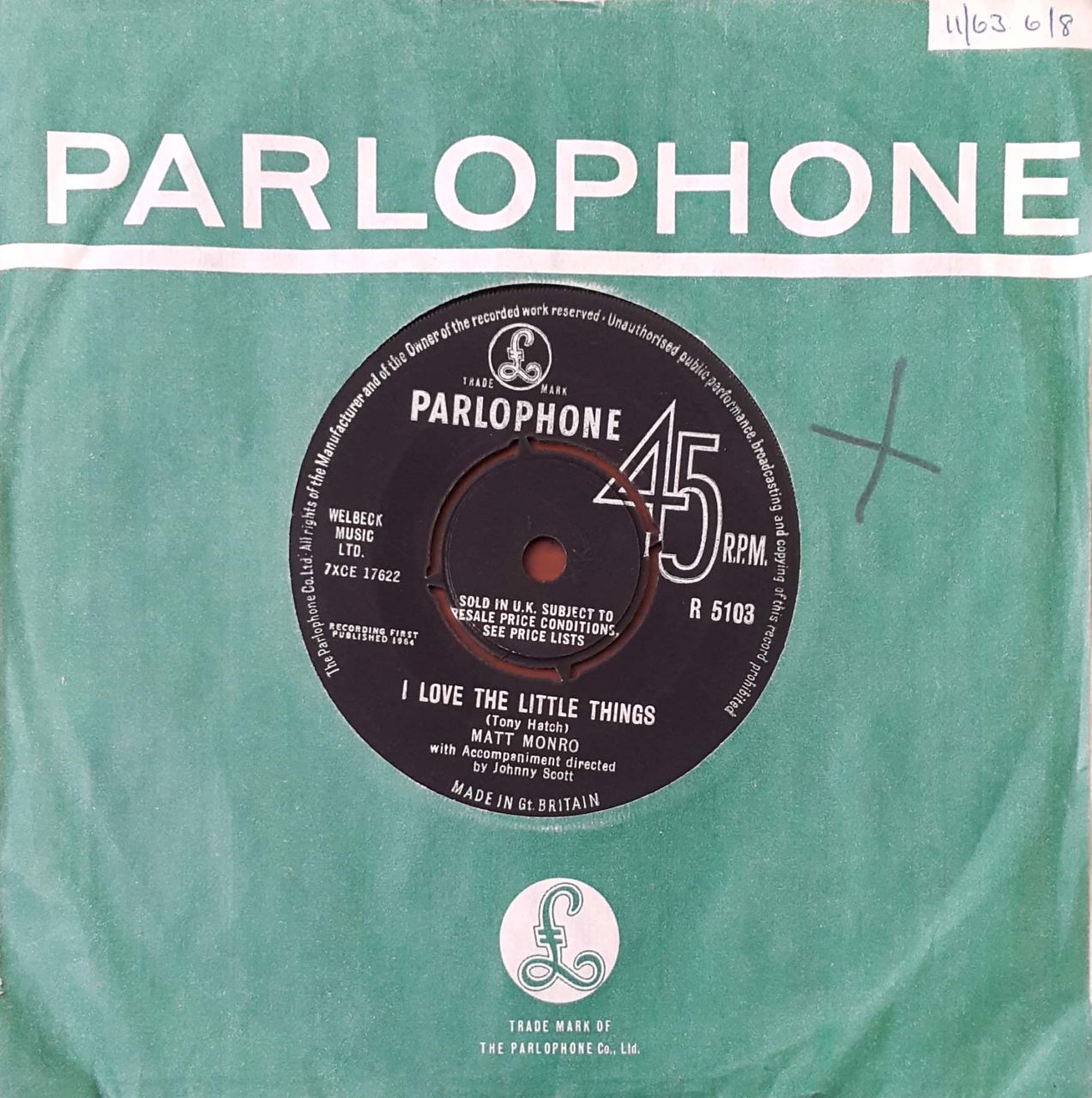Matt Monro I Love The Little Things 45lik Plak