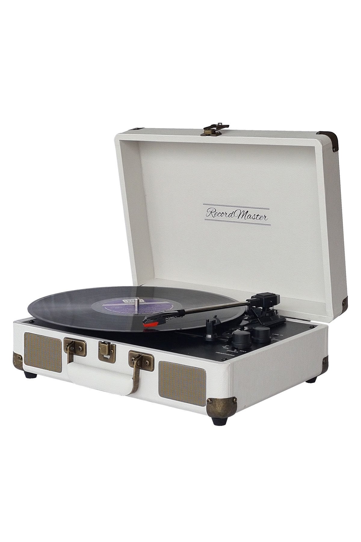 Record Master ST14012 Kum Beyaz Retro Pikap Bluetooth ve Şarj Özellikli Retro Pikap 33, 45, 78 Devir