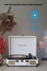*ÜCRETSİZ KARGO Record Master ST14012 Kum Beyaz Retro Pikap Bluetooth ve Şarj Özellikli Retro Pikap 33, 45, 78 Devir