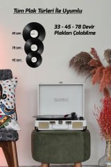 *ÜCRETSİZ KARGO Record Master ST14012 Kum Beyaz Retro Pikap Bluetooth ve Şarj Özellikli Retro Pikap 33, 45, 78 Devir