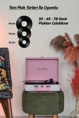 *ÜCRETSİZ KARGO Record Master ST14012 Pembe Retro Pikap Bluetooth ve Şarj Özellikli Retro Pikap 33, 45, 78 Devir