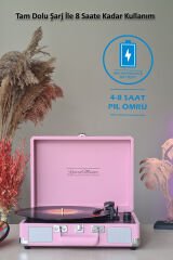 *ÜCRETSİZ KARGO Record Master ST14012 Pembe Retro Pikap Bluetooth ve Şarj Özellikli Retro Pikap 33, 45, 78 Devir