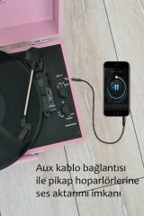 *ÜCRETSİZ KARGO Record Master ST14012 Pembe Retro Pikap Bluetooth ve Şarj Özellikli Retro Pikap 33, 45, 78 Devir