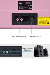 *ÜCRETSİZ KARGO Record Master ST14012 Pembe Retro Pikap Bluetooth ve Şarj Özellikli Retro Pikap 33, 45, 78 Devir