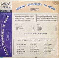 Greece Musique Folklorique Du Monde LP Plak