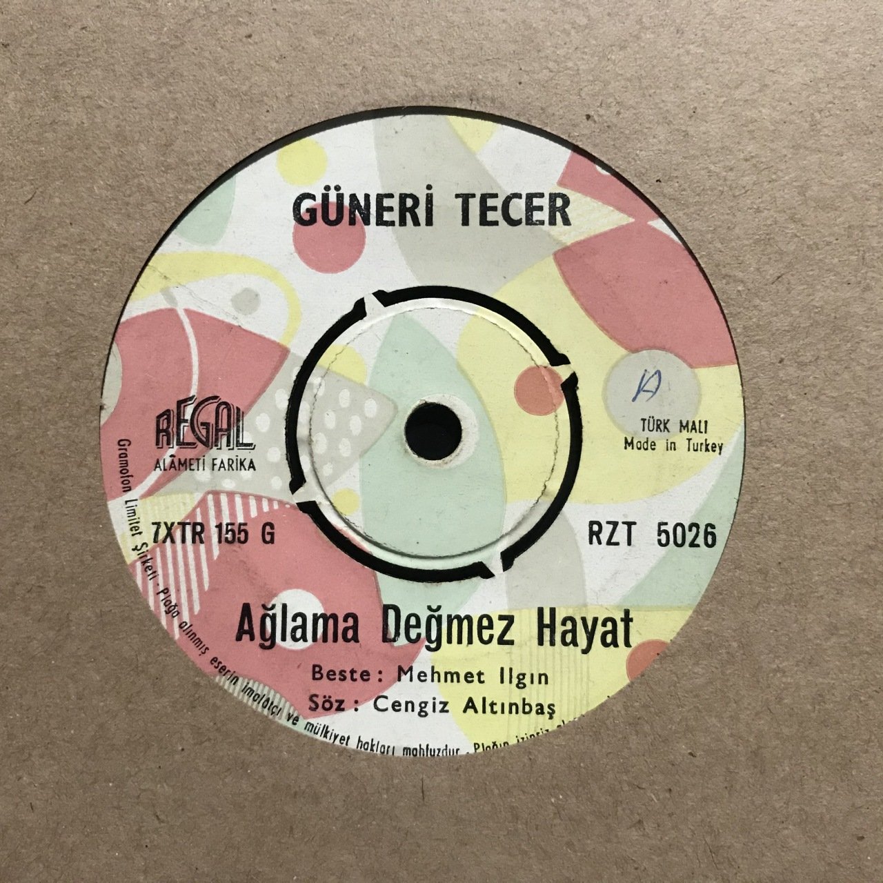 Güneri Tecer Ağlama Değmez Hayat 45lik Plak