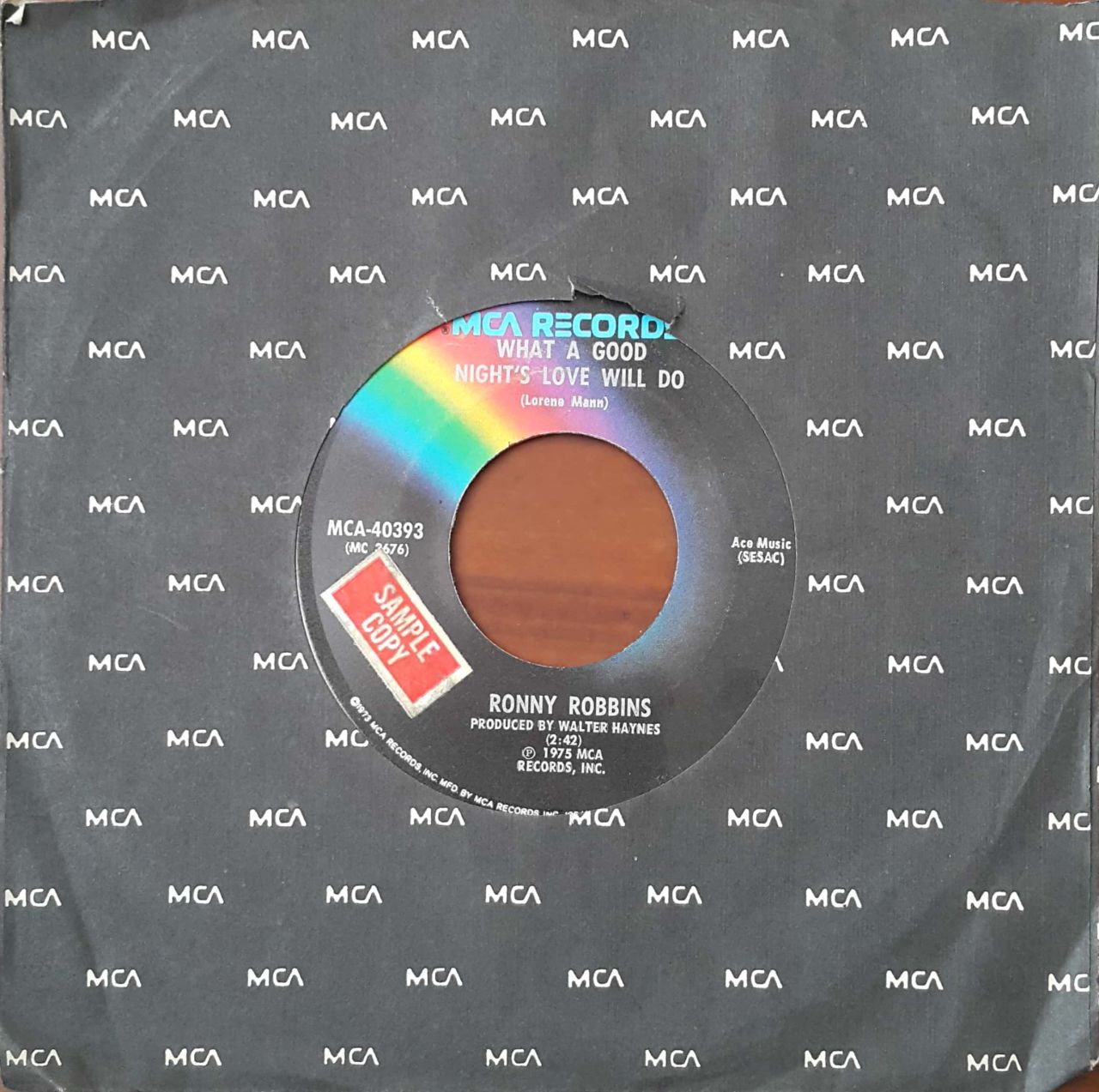 Ronny Robbins What A Good Night's LoveWill Do 45lik Plak