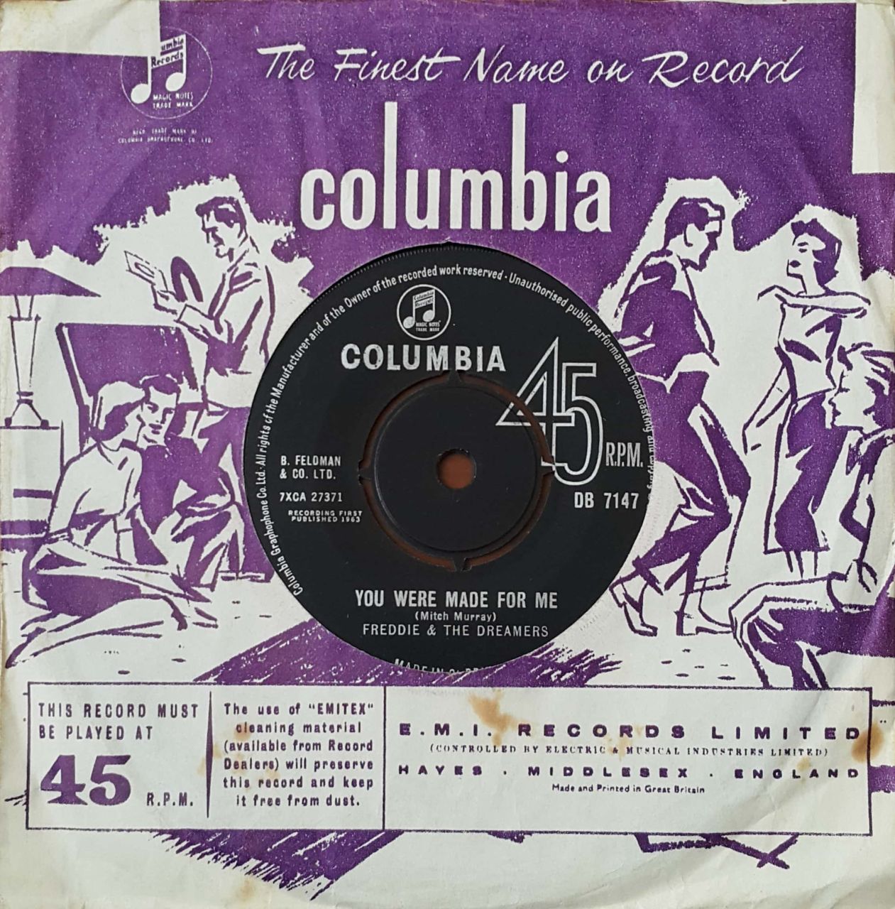 Freddie & The Dramers You Were Made For Me 45lik Plak