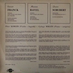 Franck Sonata Ravel Sonata Schubert Sonata LP Plak