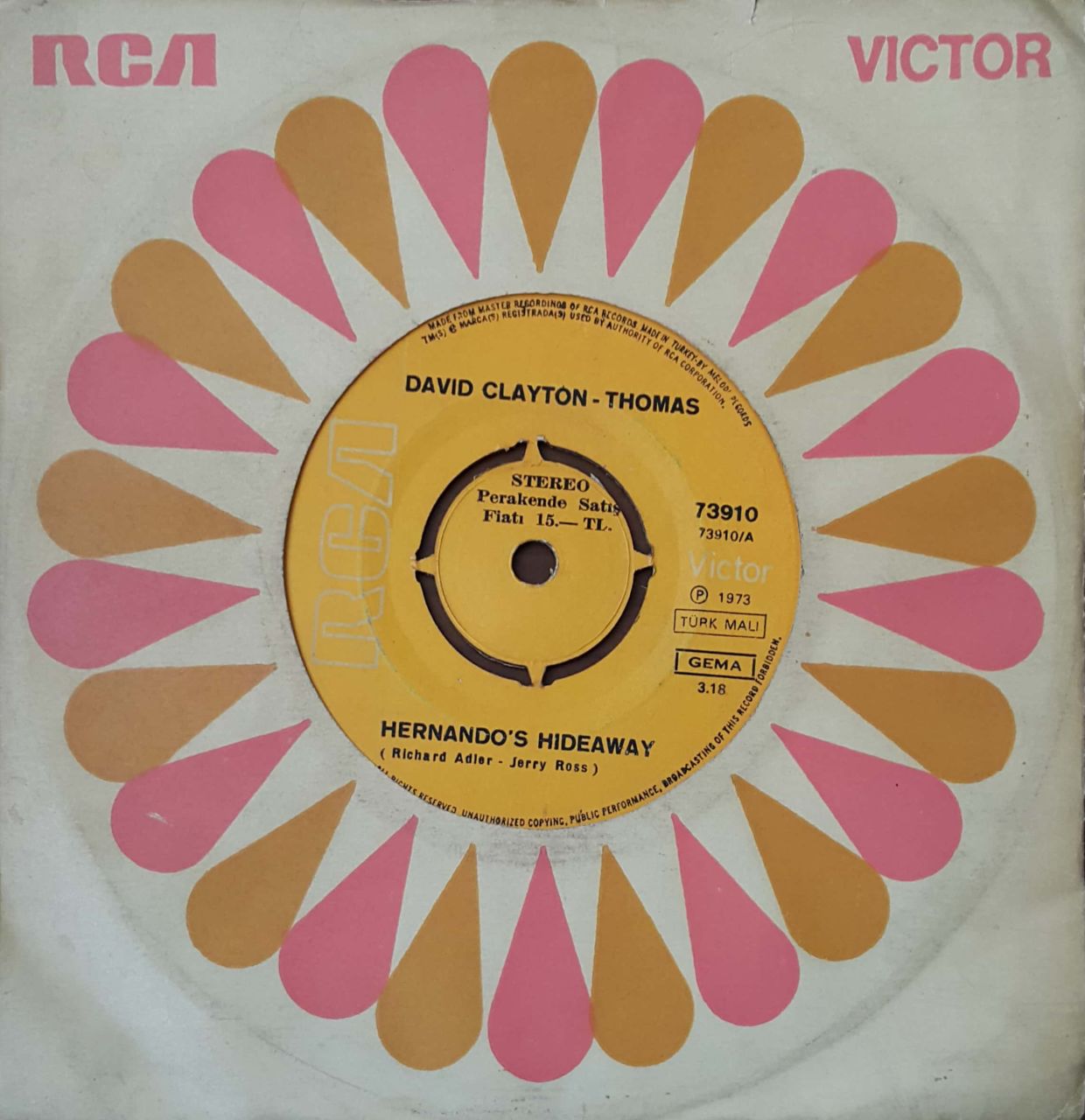 David Clayton - Thomas Hernando's Hideaway 45lik Plak