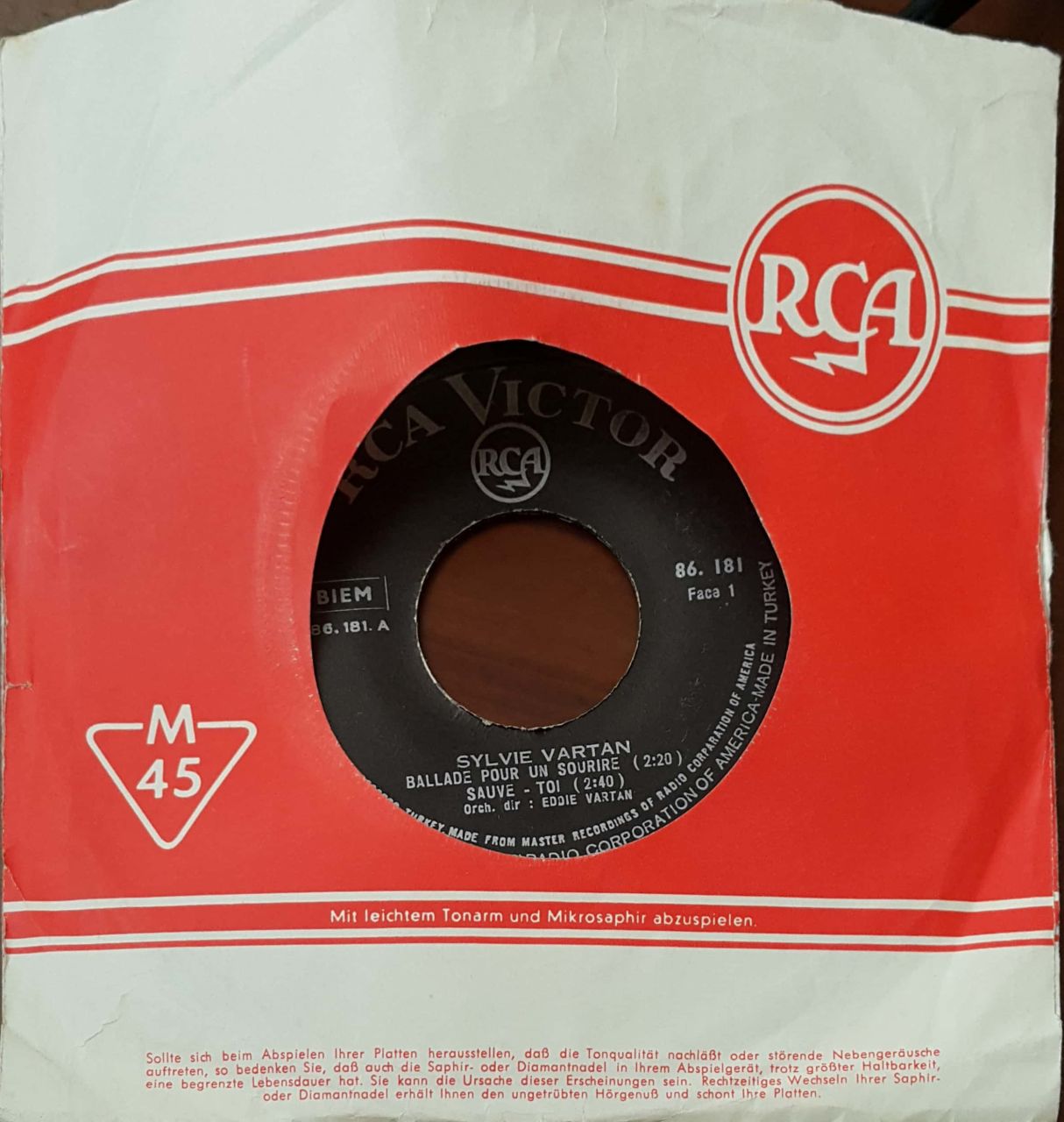 Sylvie Vartan Ballade Pour Un Sourire Sauve -Toi 45lik Plak