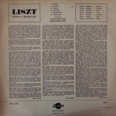 F.Liszt Dante Missa Choralis LP Plak
