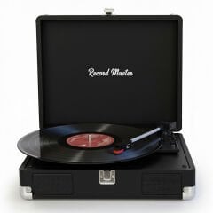 Record Master RM-311 Siyah Renkli Pikap - Tüm Plaklar İle Uyumlu - Power Bank lere Bağlanarak Kullanılabilme