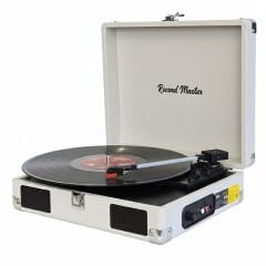 Record Master RM-311 Açık Gri Renkli Pikap - Tüm Plaklar İle Uyumlu - Power Bank lere Bağlanarak Kullanılabilme