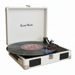 Record Master RM-311 Açık Gri Renkli Pikap - Tüm Plaklar İle Uyumlu - Power Bank lere Bağlanarak Kullanılabilme