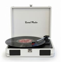 Record Master RM-311 Açık Gri Renkli Pikap - Tüm Plaklar İle Uyumlu - Power Bank lere Bağlanarak Kullanılabilme