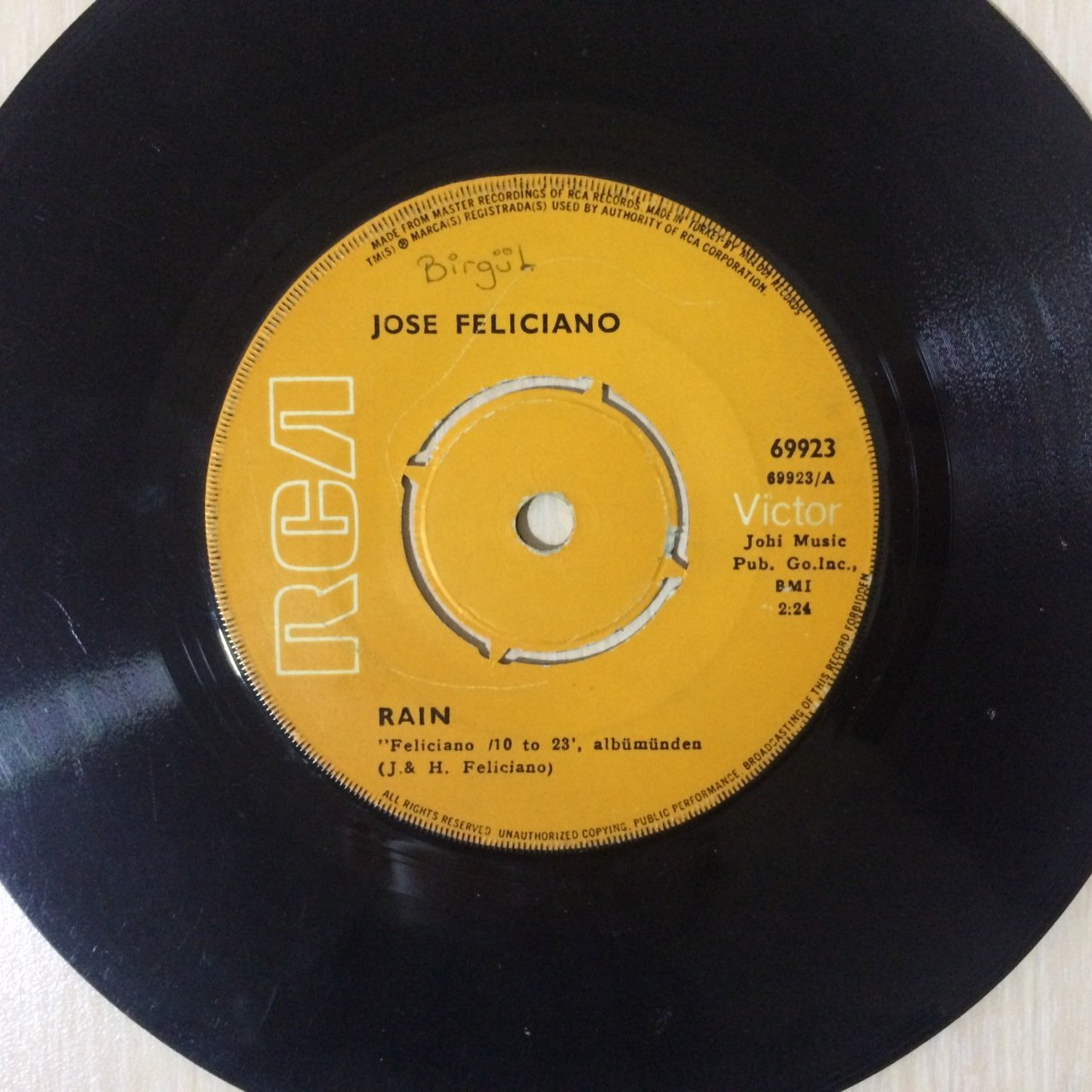 Jose Feliciano Rain 45lik Plak