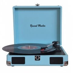 Record Master RM-311 Mavi Renkli Pikap - Tüm Plaklar İle Uyumlu - Power Bank lere Bağlanarak Kullanılabilme