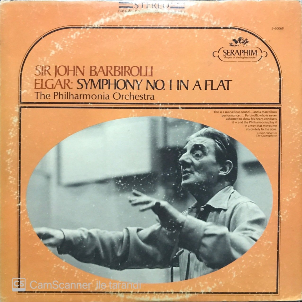 Si John Barbirolli Elgar Symphony No. 1 In A Flat LP Klasik Plak