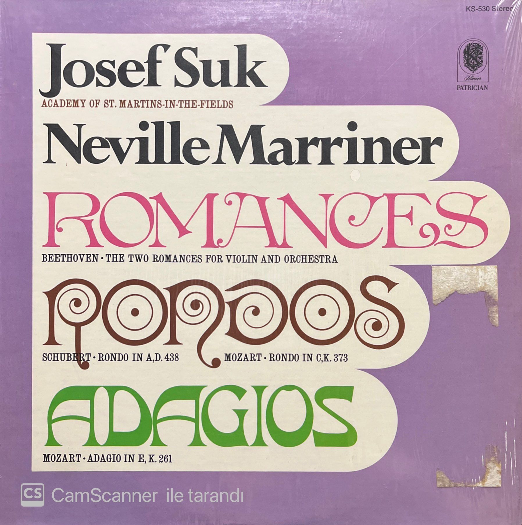 Josef Sulk Neville Marriner Beethoven LP Plak