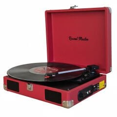 Record Master RM-311 Kırmızı Renkli Pikap - Tüm Plaklar İle Uyumlu - Power Bank lere Bağlanarak Kullanılabilme