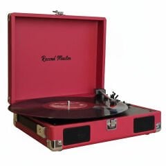 Record Master RM-311 Kırmızı Renkli Pikap - Tüm Plaklar İle Uyumlu - Power Bank lere Bağlanarak Kullanılabilme