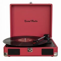 Record Master RM-311 Kırmızı Renkli Pikap - Tüm Plaklar İle Uyumlu - Power Bank lere Bağlanarak Kullanılabilme