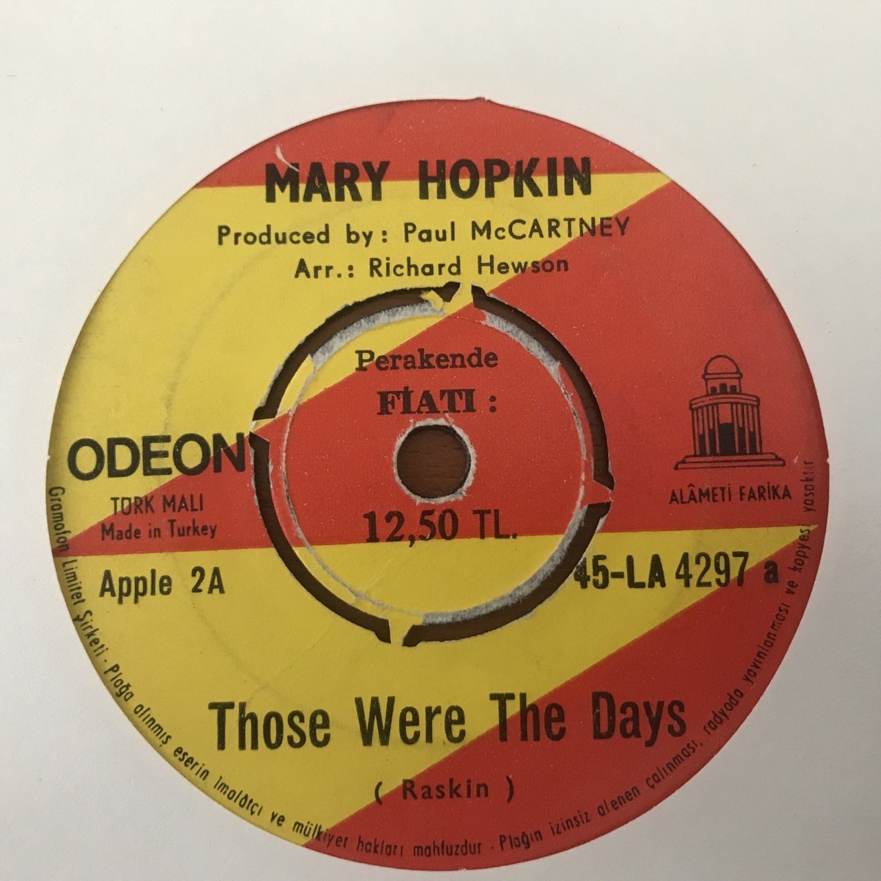 Mary Hopkin Those Were The Days 45lik Plak