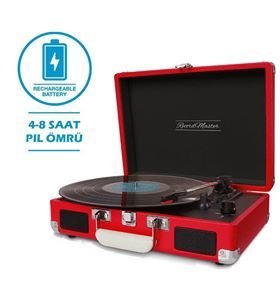 Record Master T310CH Şarj Özellikli Pikap - 33, 45, 78 Devir T310CH- KIRMIZI