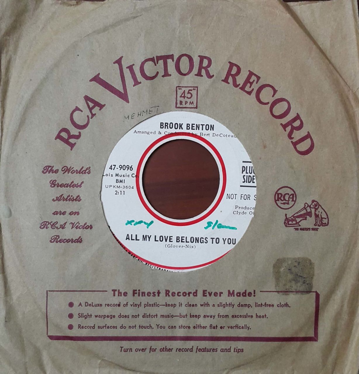 Brook Benton All My Love Belongs To You 45lik Plak