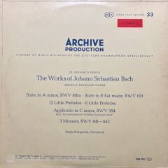 Archiv Produktion Das Schaffen Johann Sebastian Bach LP Plak