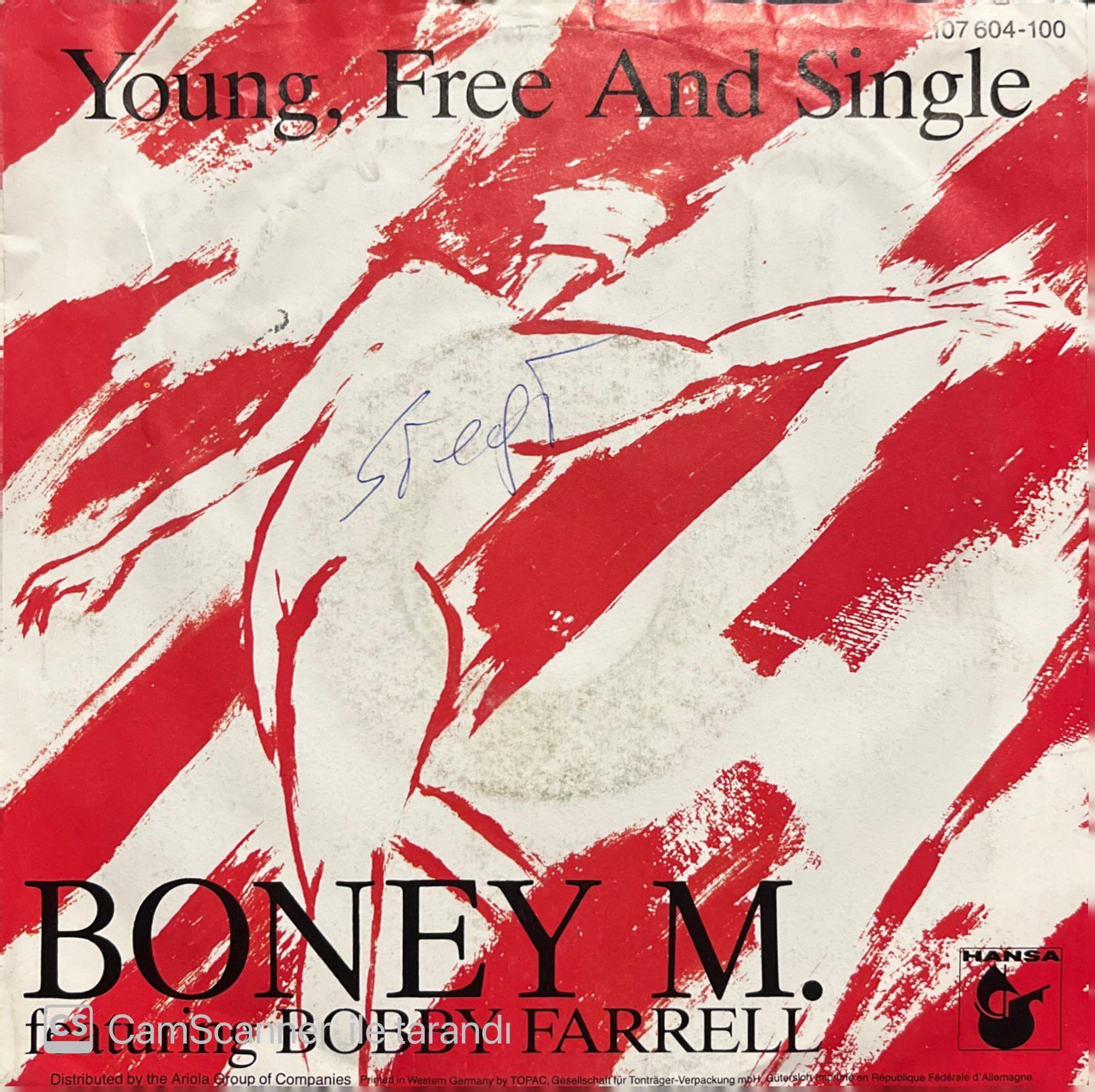 Boney M. Featuring Bobby Farrell Young, Free And Single 45lik Plak